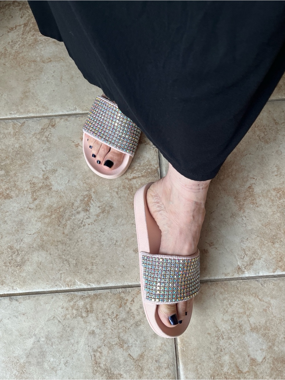 Madden NYC Women's Pink Crystal Slide Sandals 7 - Picture 14 of 15